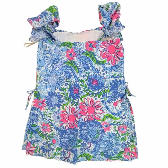 NWT Lilly Pulitzer Zoya Ruffle Romper Dress Frenchie Blue Suns Out Size 10 $198 - Picture 2 of 16